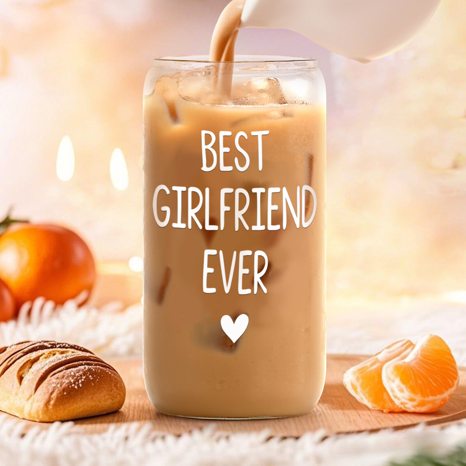 Valentines Day Gift for Her Girlfriend, Christmas, 16oz Glass Cup thumbnail 4