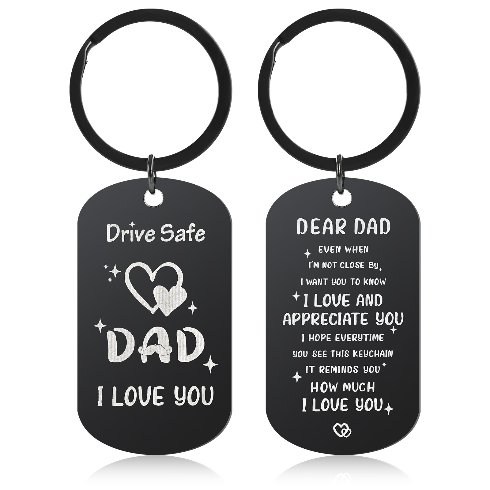 Dad Keychain, Fathers Day Gift Ideas, Christmas Day for Dad, Black - view 1
