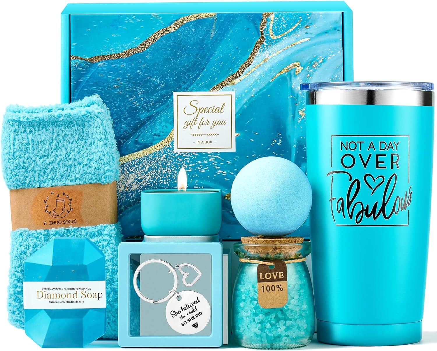 Gifts for Women, Birthday for Women, Gifts Basket for Friend Mom, Blue - view 1