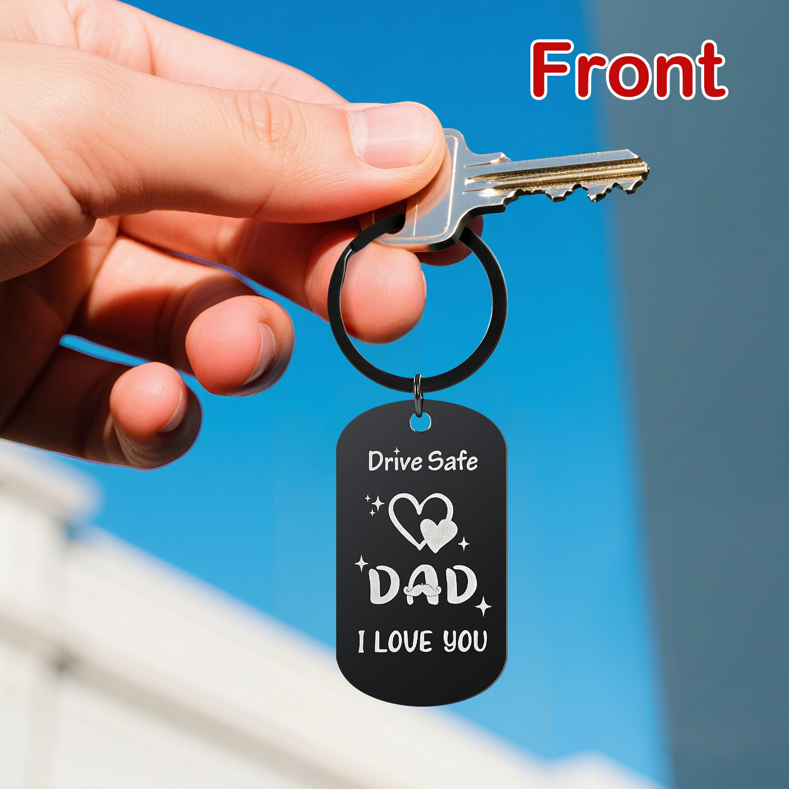 Dad Keychain, Fathers Day Gift Ideas, Christmas Day for Dad, Black thumbnail 3