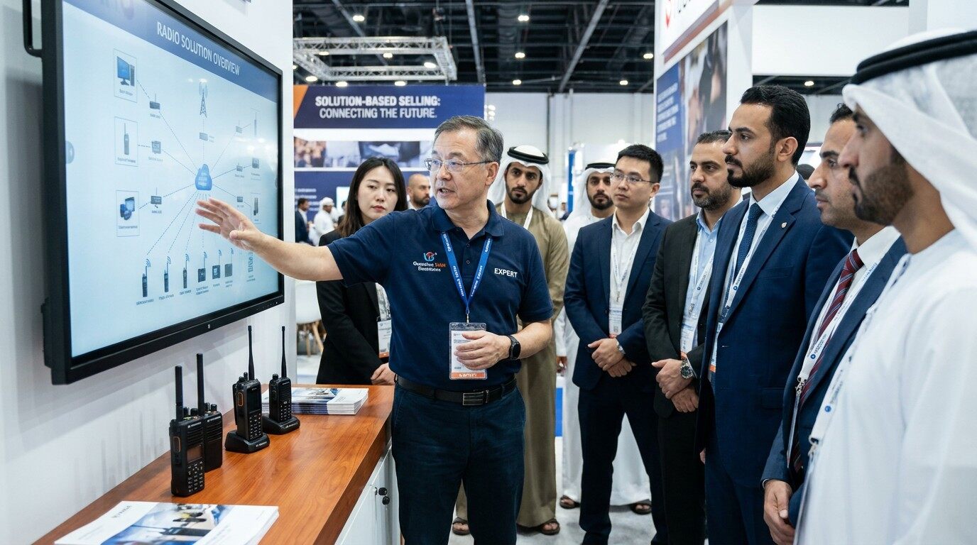 VIAN showroom display with Motorola, Hytera, Kenwood, Icom, TYT, Baofeng products