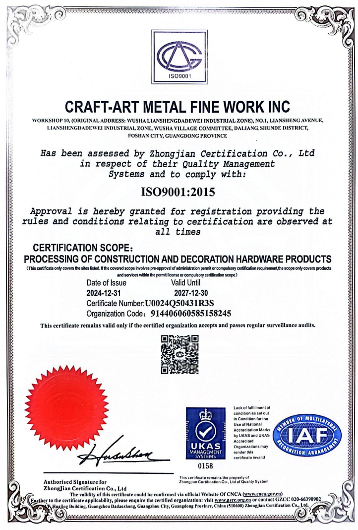 ISO 9001:2015 Certificate