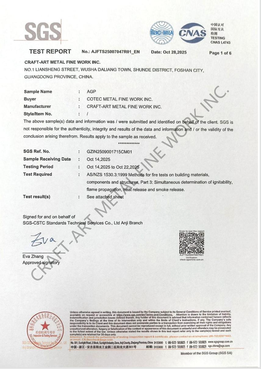 SGS Fire Testing Report