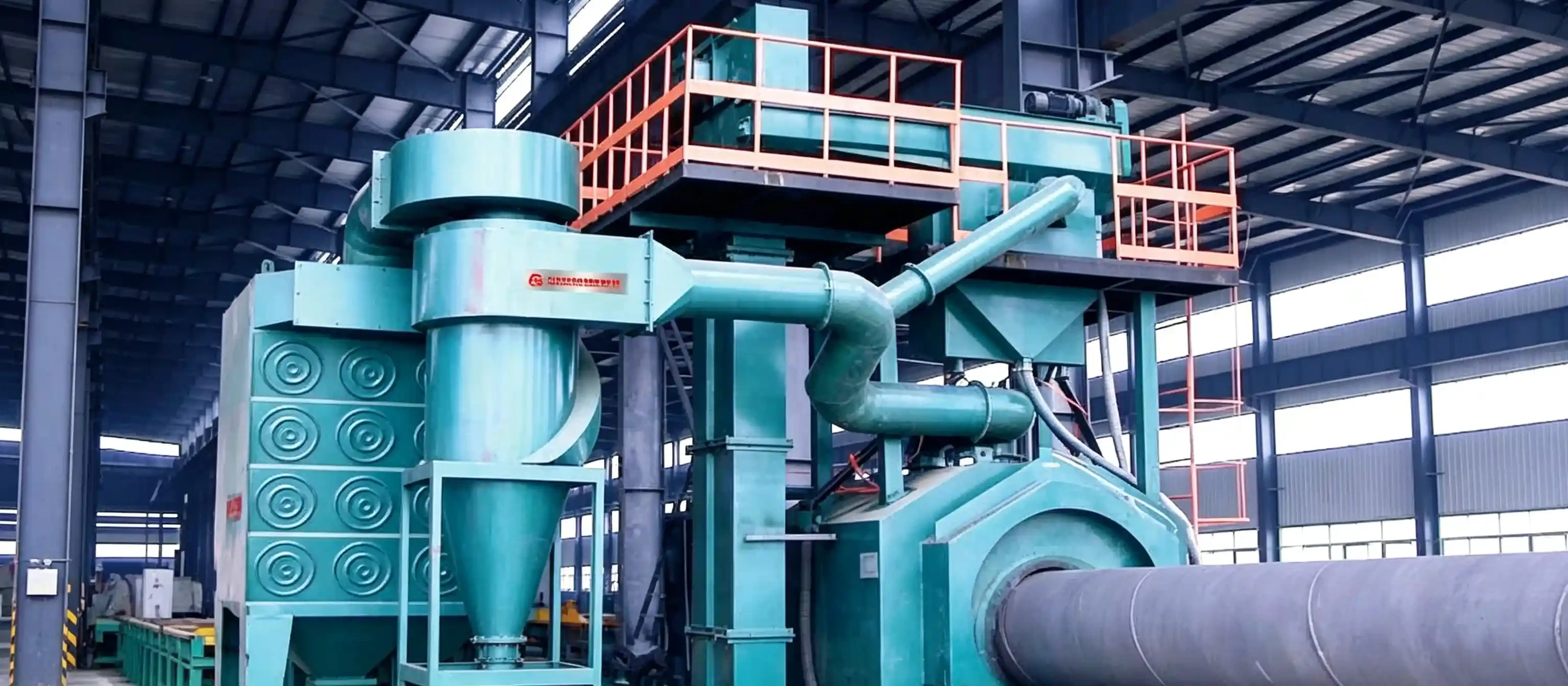 Factory steel pipe inner outer wall shot blasting cleaning equipment, pipe surface pretreatment anti-corrosion processing machine