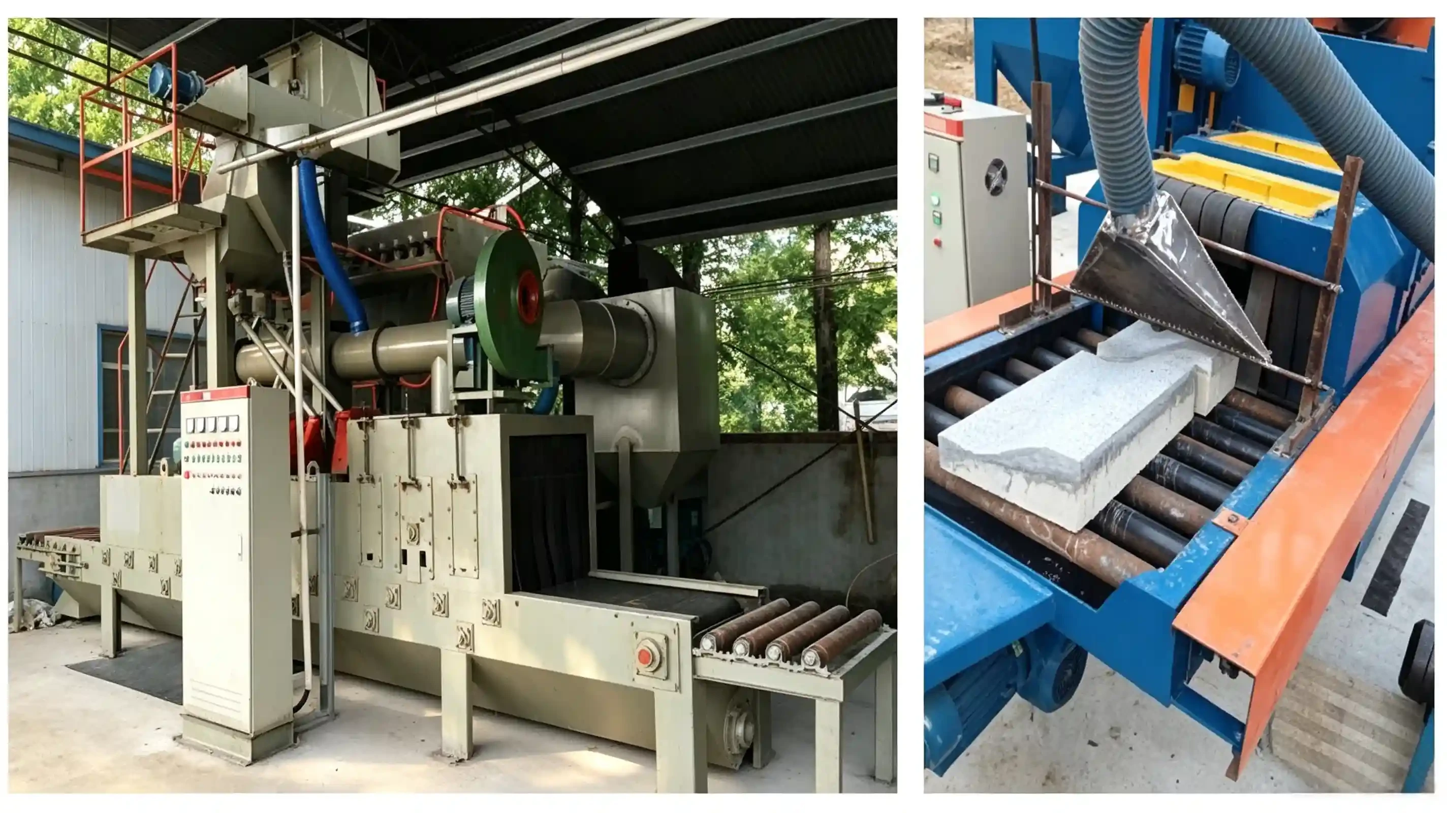 Stone material shot blasting cleaning equipment