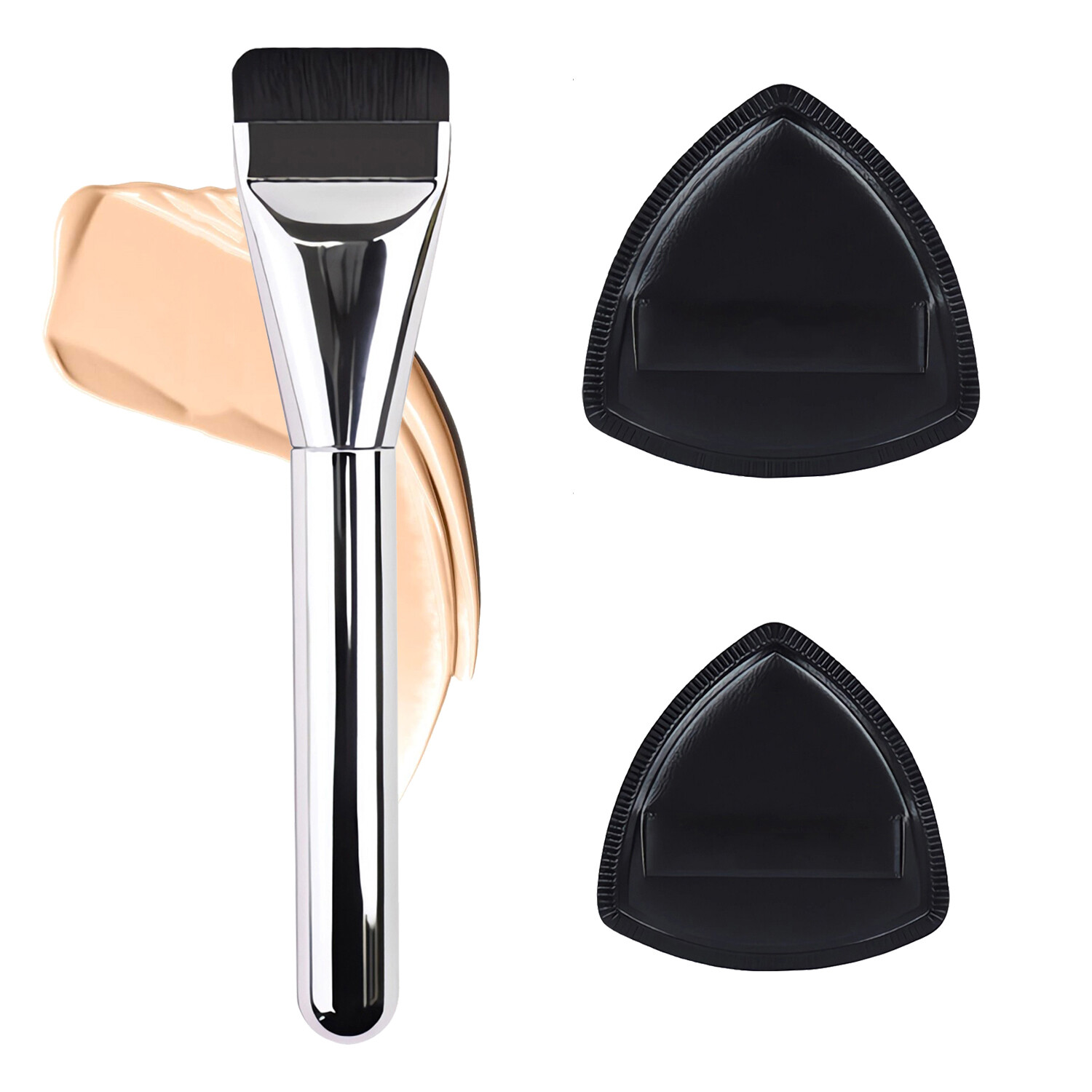 Spatula Foundation Brush Set Ultra-Slim Flat Head Kabuki Brush Non-Absorbent Concealer Brush Liquid Foundation Brush