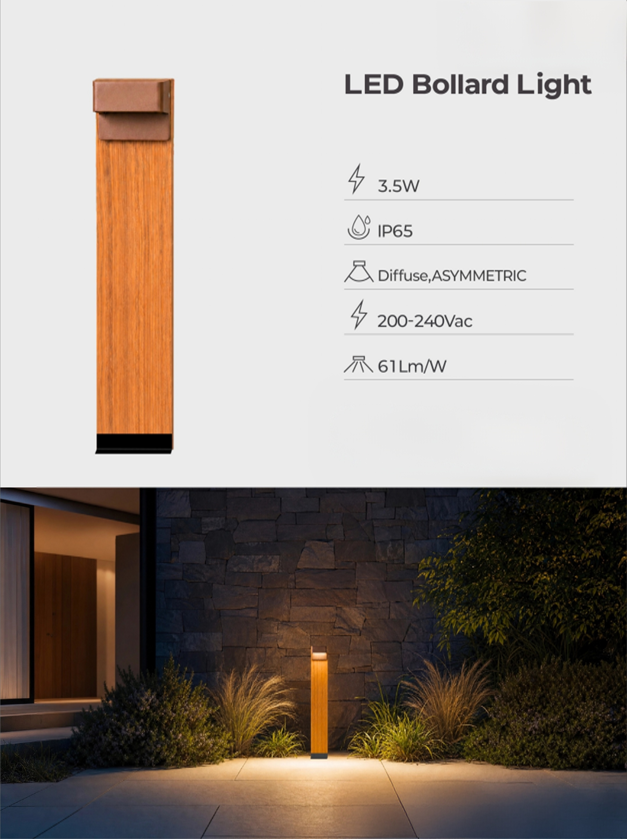 Wood Bollard Light