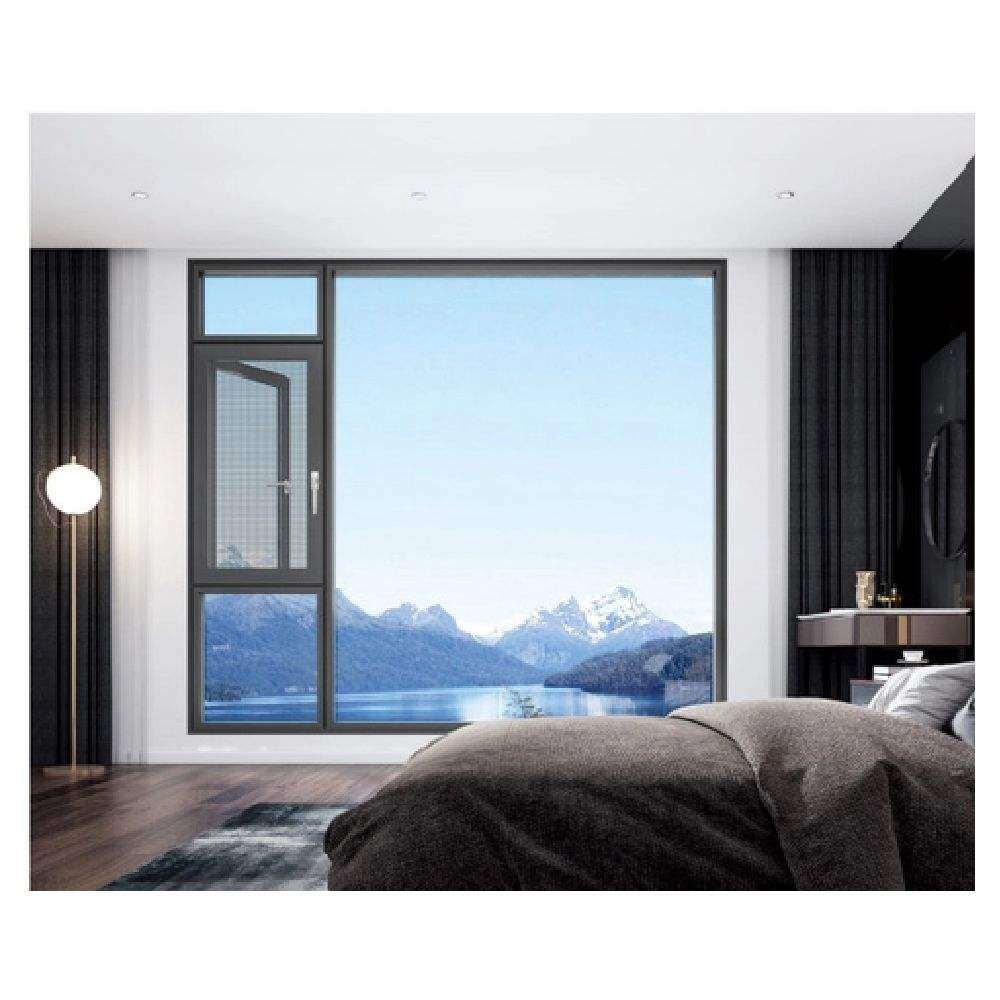 Anti Hurricane Impact Three-layer Iaminated Safety Glass Bridge Aluminum Alloy Modern Villa Windows