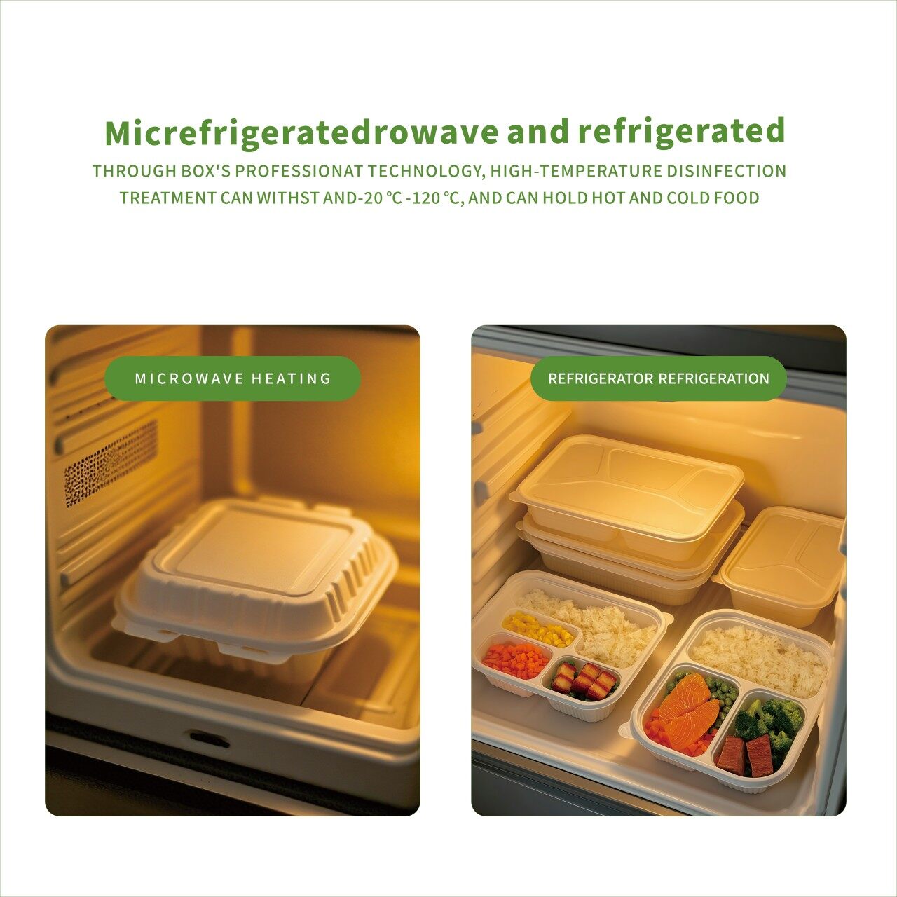 Bamboo fiber meal boxes stored inside a refrigerator