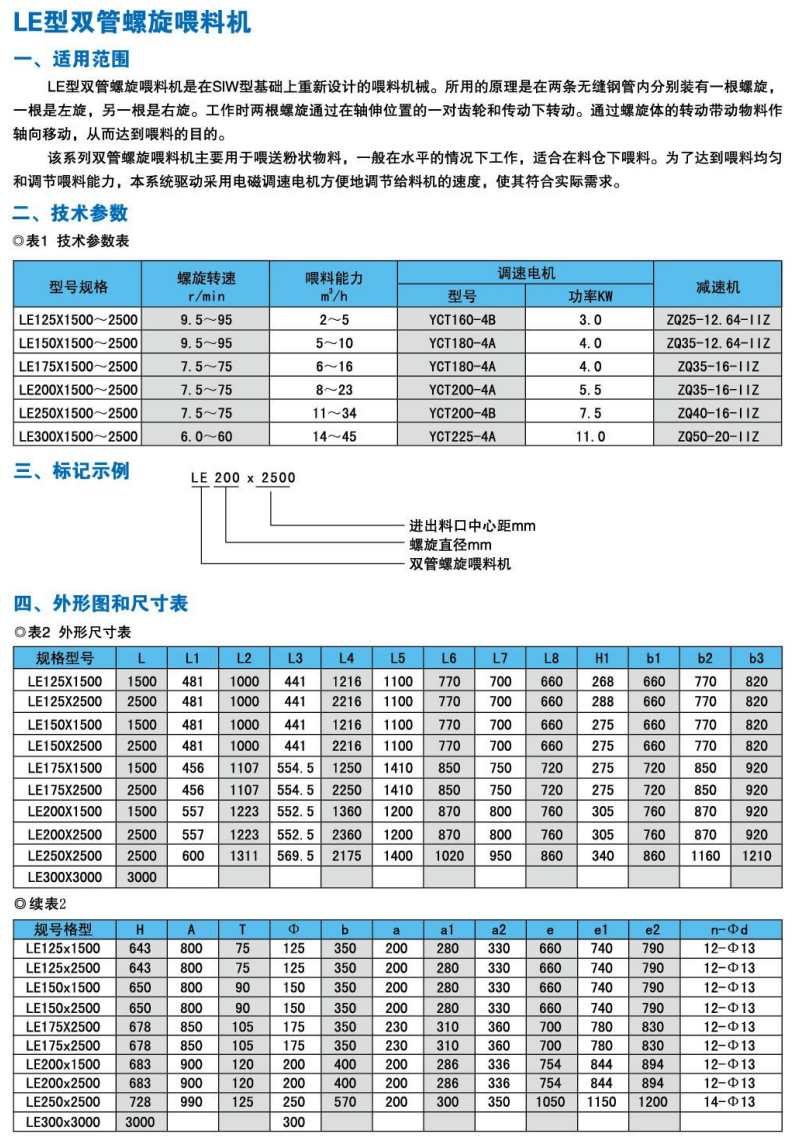 LE 型双管螺旋喂料机产品资料图1