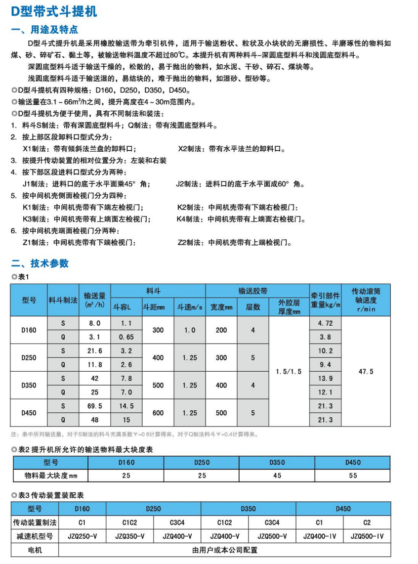 D 型斗式提升机产品资料图1