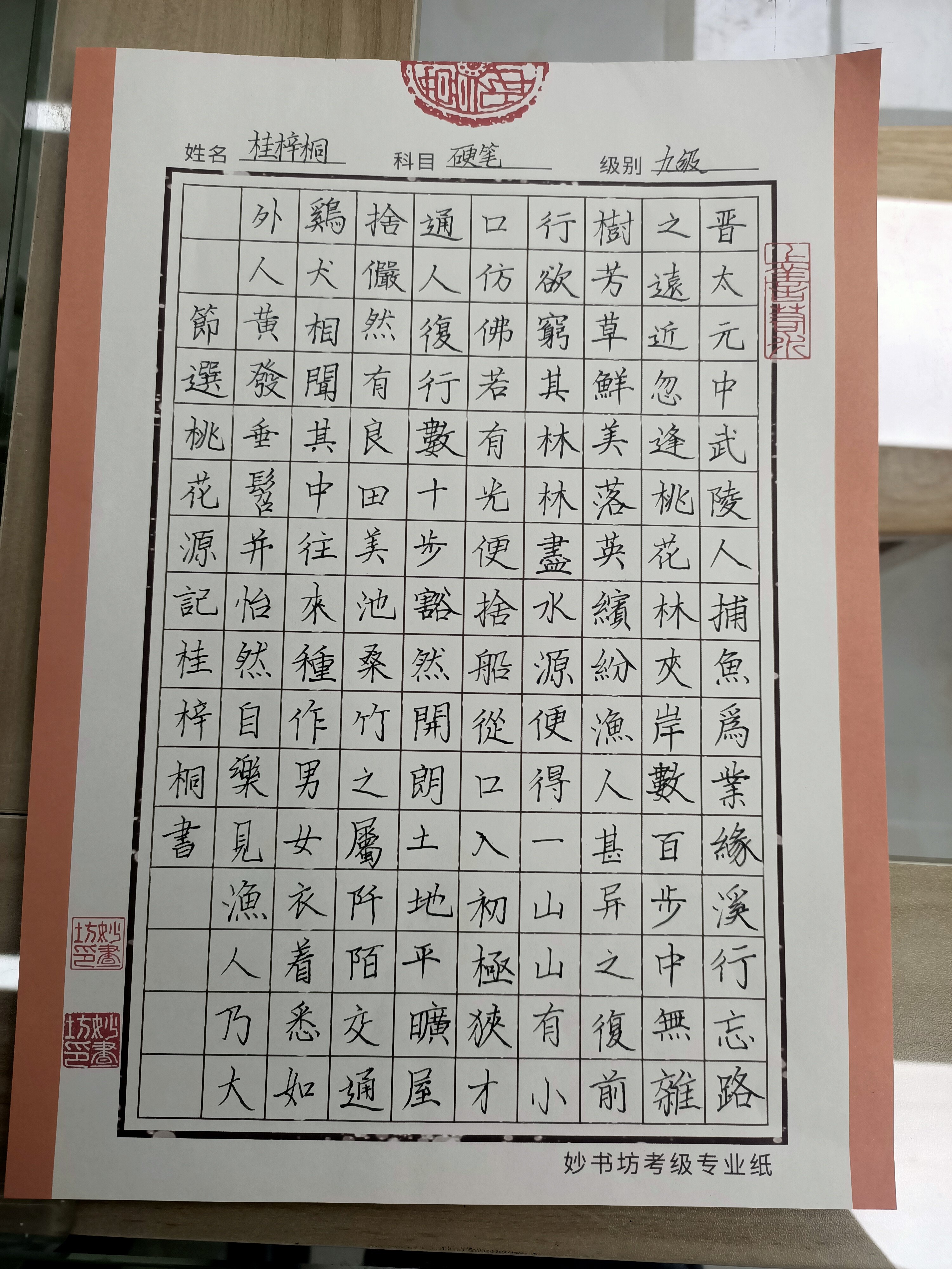 桃花源记(硬笔九级)