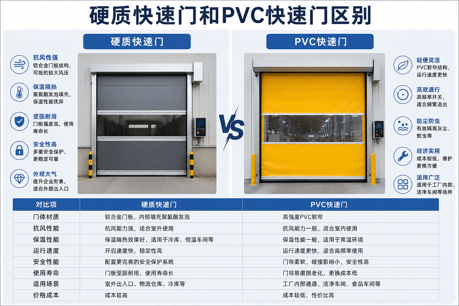 硬质快速门和PVC快速门区别