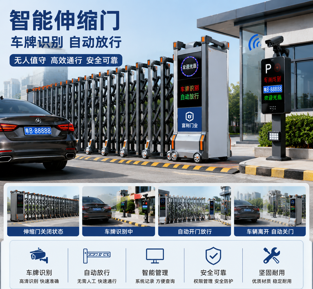 深圳宝安智能伸缩门：车牌识别，自动放行，无需人工操作