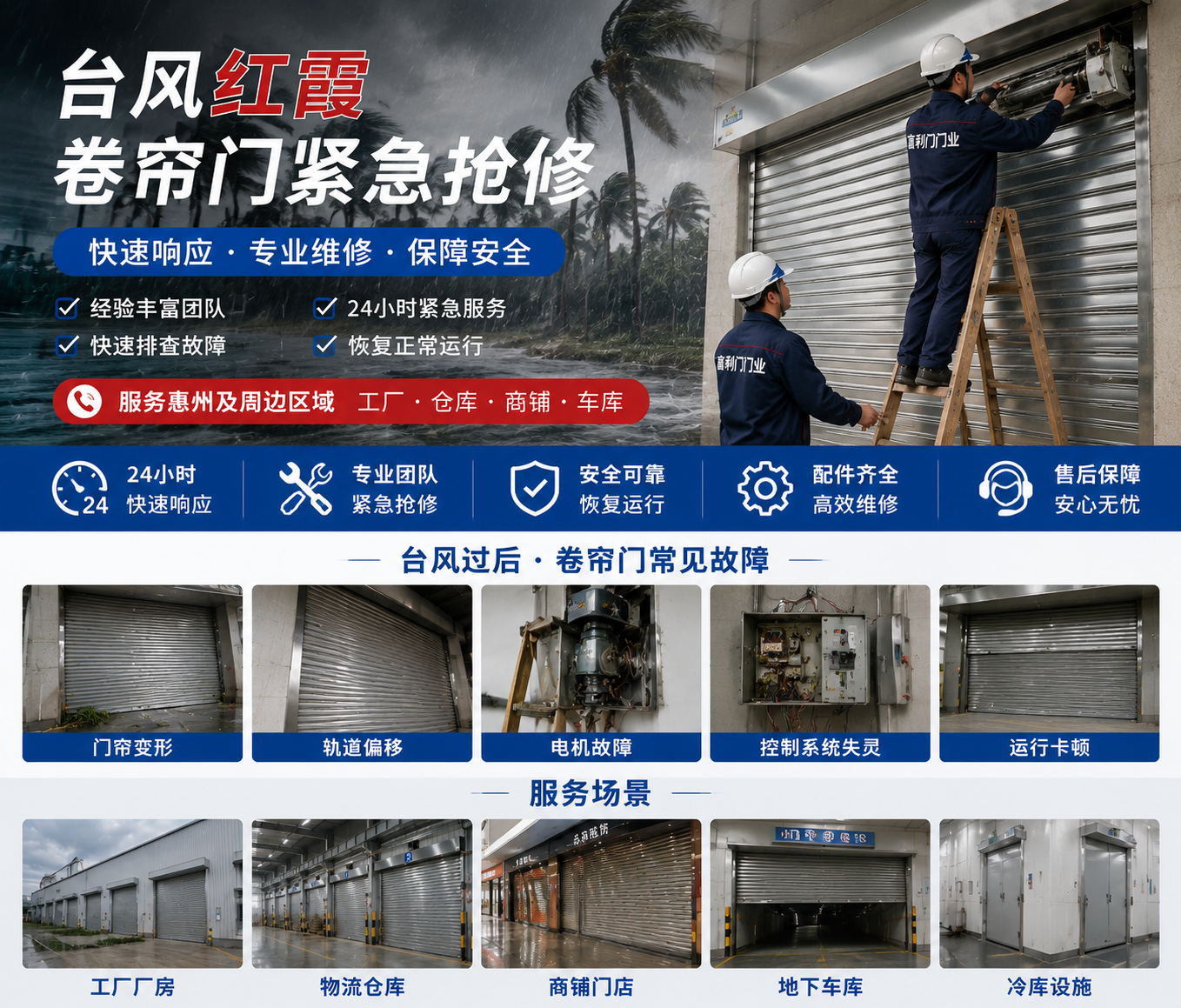 台风红霞 卷帘门紧急抢修：富利门快速响应，保障企业安全运行