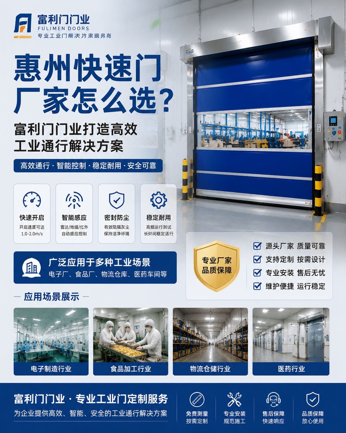 惠州快速门厂家怎么选？富利门门业打造高效工业通行解决方案