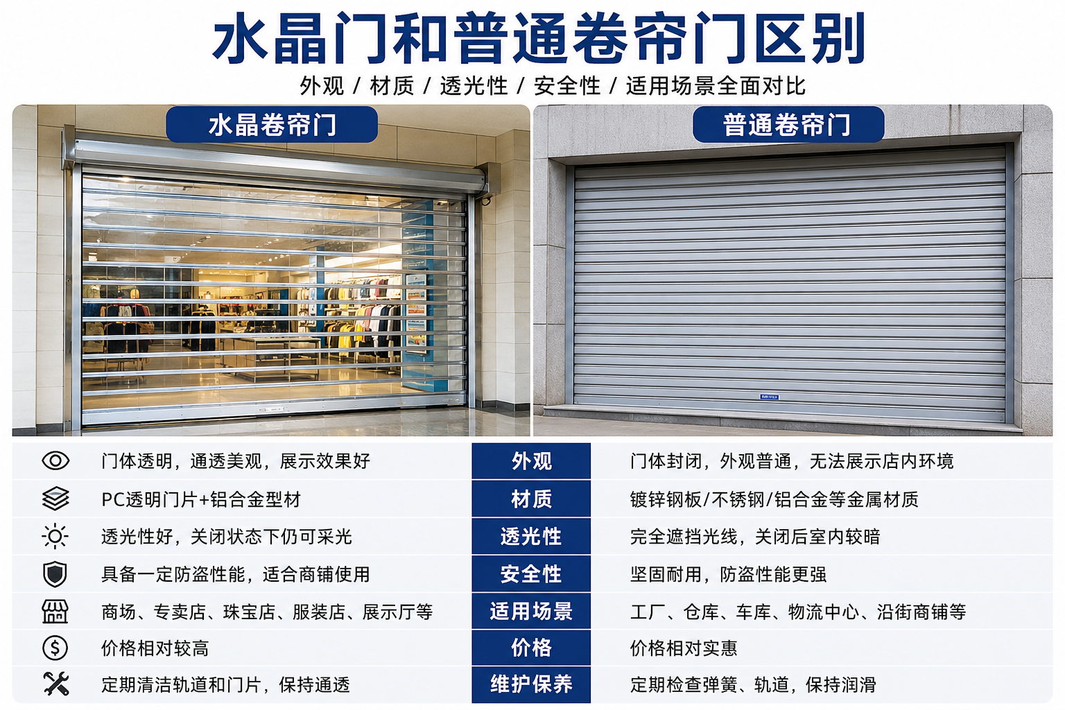 水晶门和普通卷帘门区别：哪一种更适合您的商铺和场所？