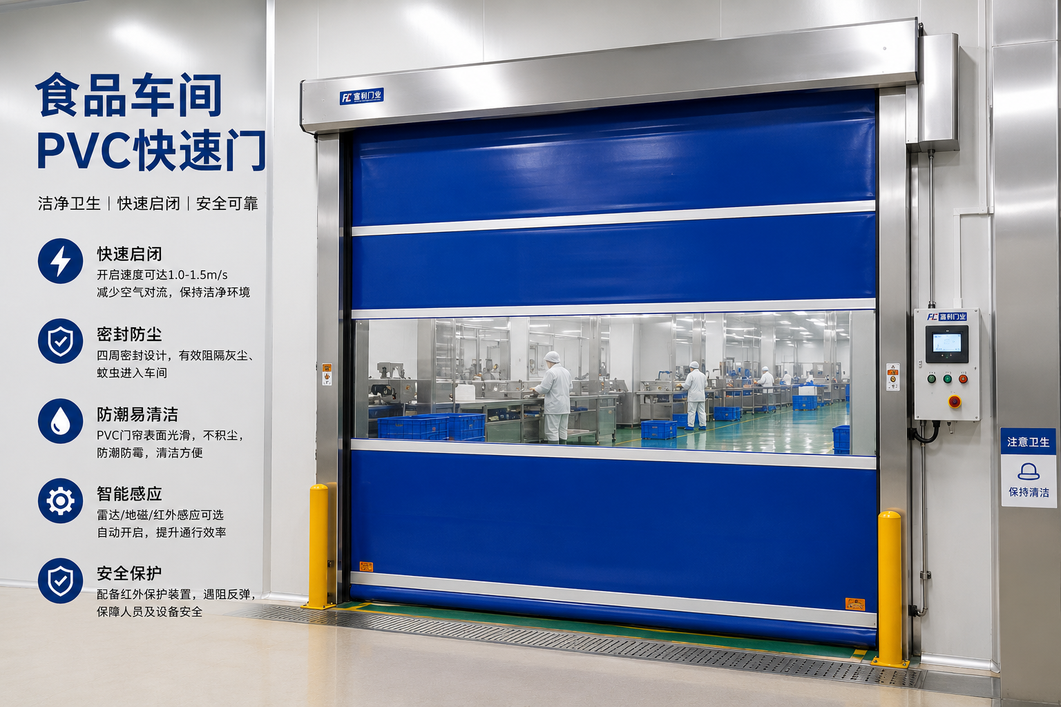 食品车间为什么必须用PVC快速门？卫生与效率双重答案