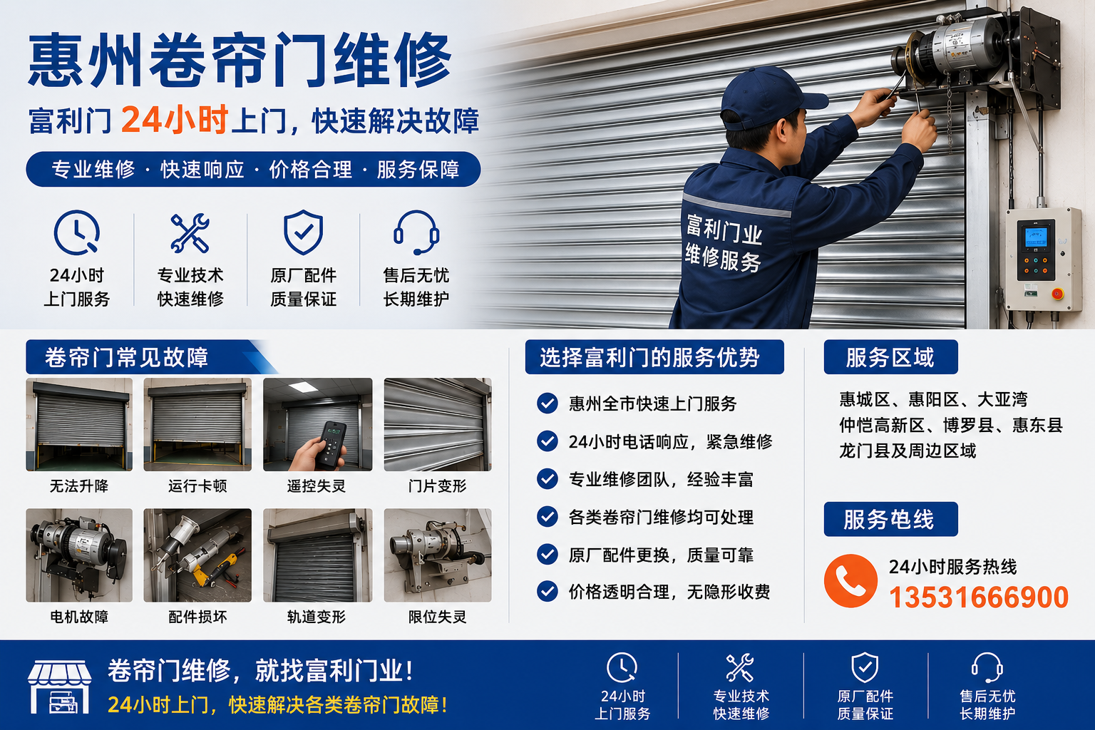惠州卷帘门维修：富利门24小时上门，快速解决故障