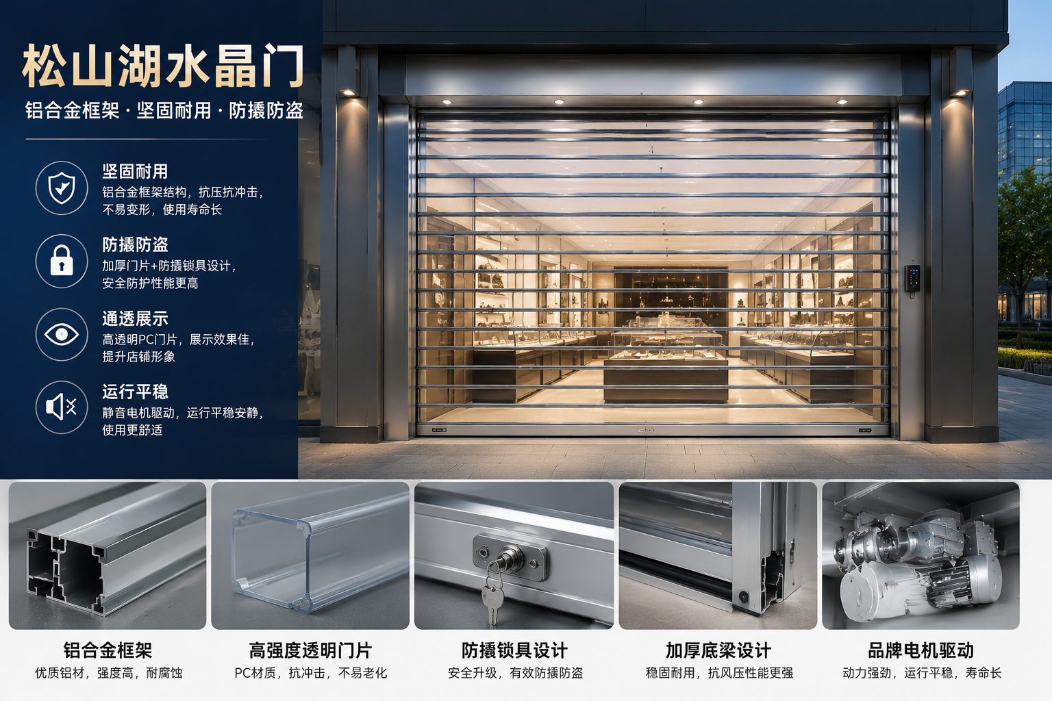 东莞松山湖水晶门：铝合金框架，坚固耐用，防撬防盗