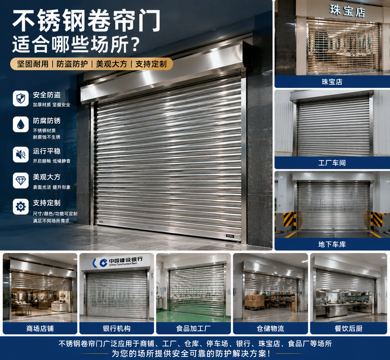 不锈钢卷帘门适合哪些场所？