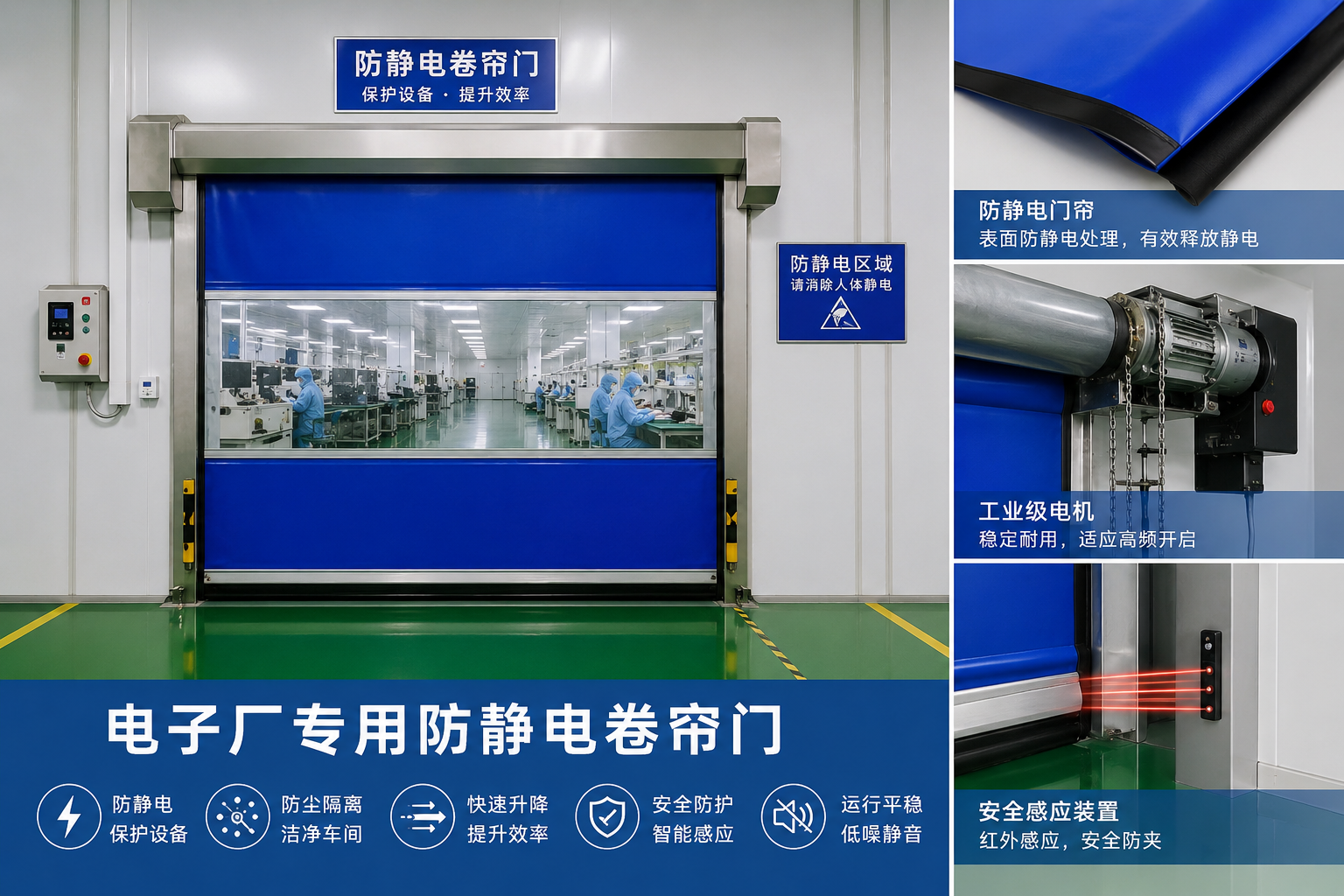 惠州仲恺卷帘门：电子厂专用防静电卷帘门，保护设备