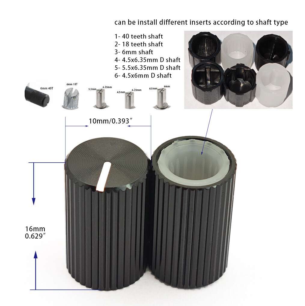 Diameter 10mm Aluminum Black knob for 6mm Potentiometer view 3