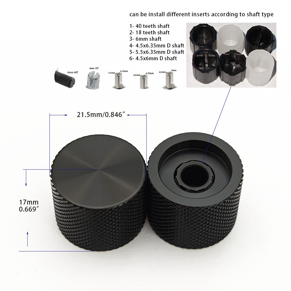 OD 21.5mm Black silver aluminum knob for 18T shaft view 4