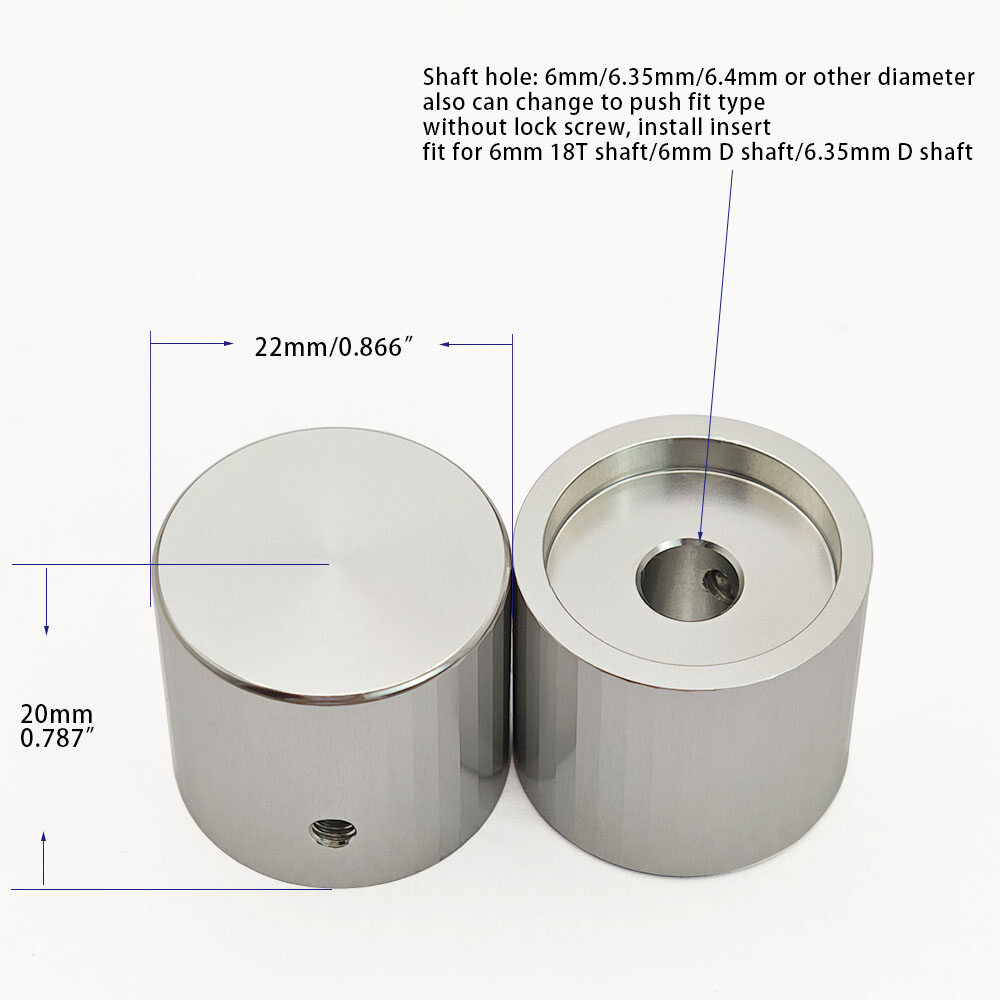 22x20mm Silver encoder knob view 2