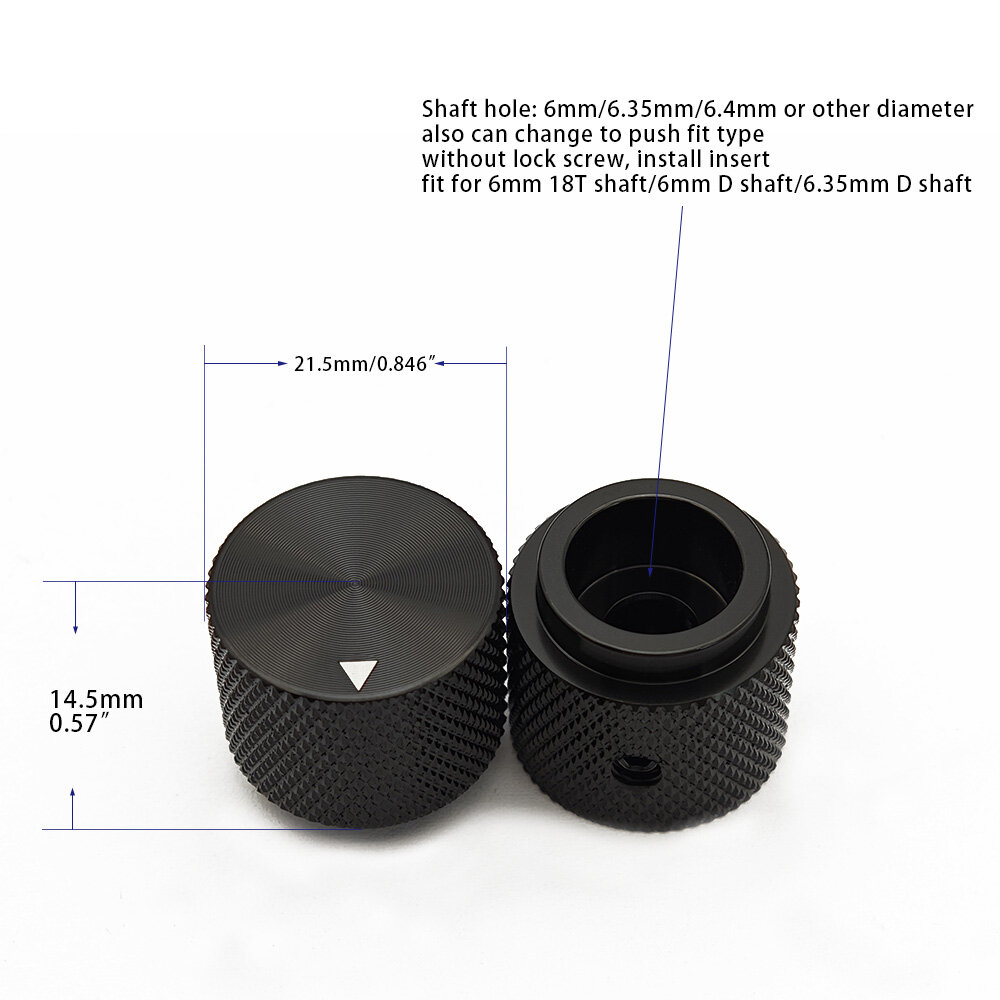 20x17mm Diamond Knurled aluminum knob view 2