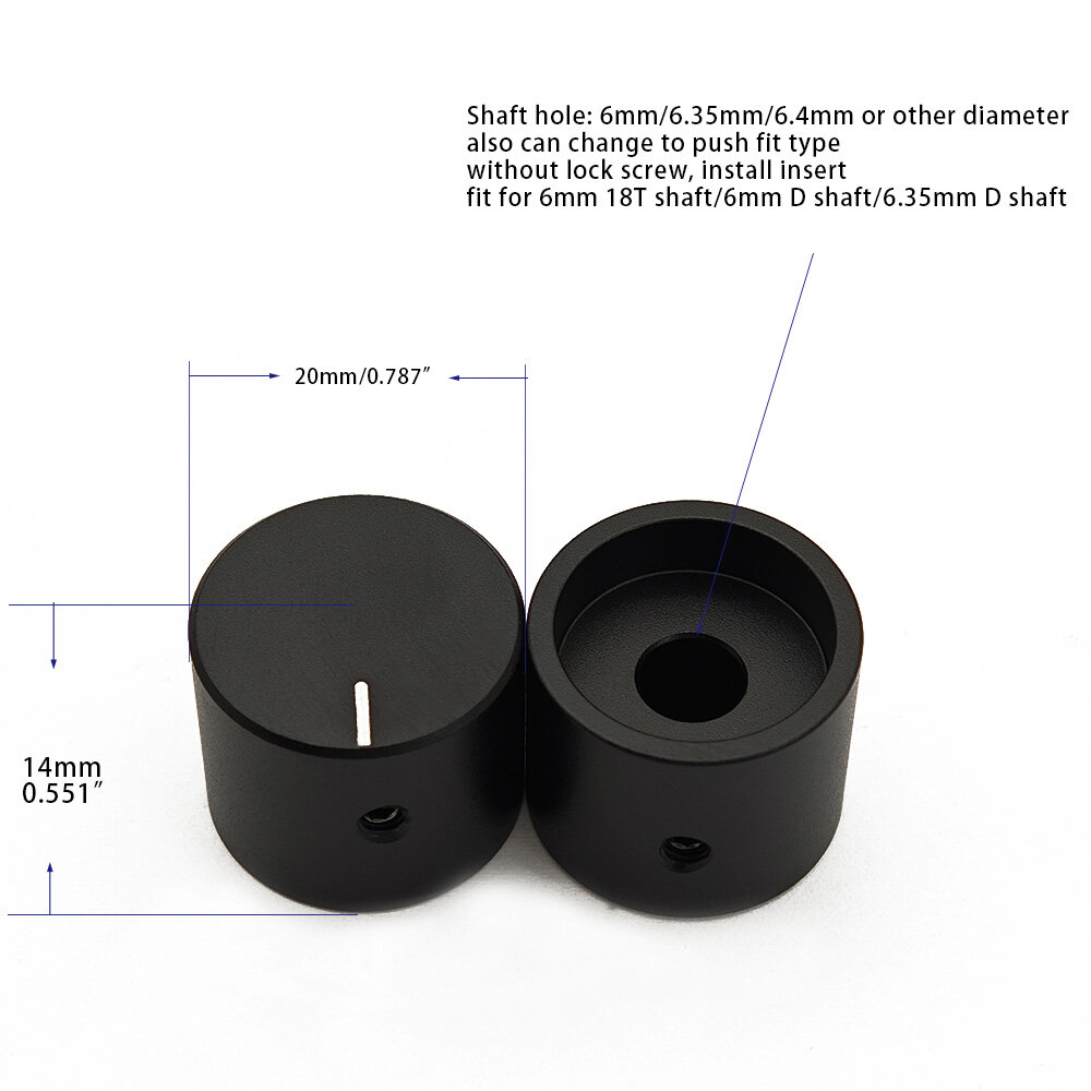 OD20mm black aluminum knob view 2