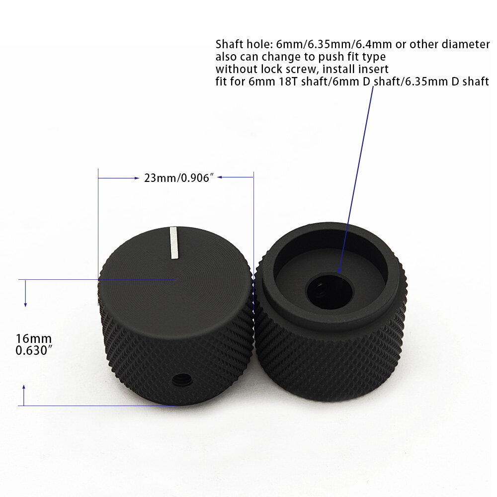 23x16mm 6.4mm shaft knob view 2