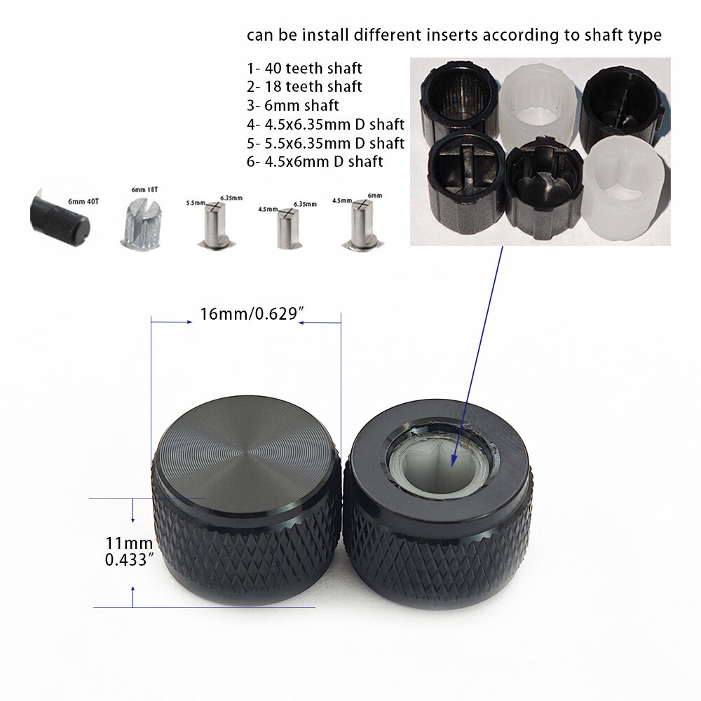 Diameter 16mm Aluminum knob for 6mm D Shaft view 3
