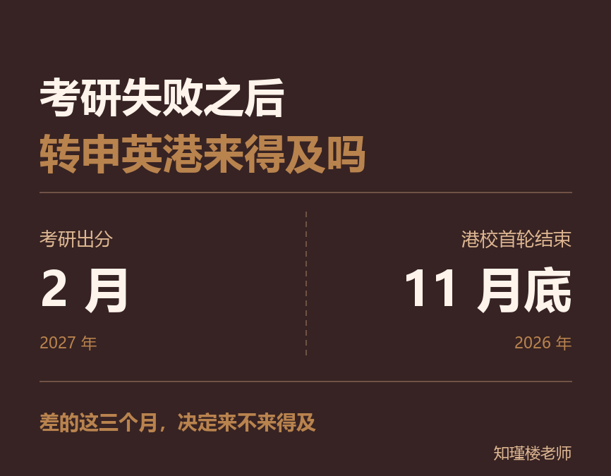 考研失败之后转申英港：哪几种情况来得及，哪几种来不及