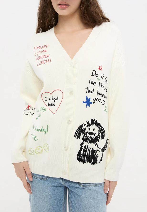 Doodle Embroidered Cardigan