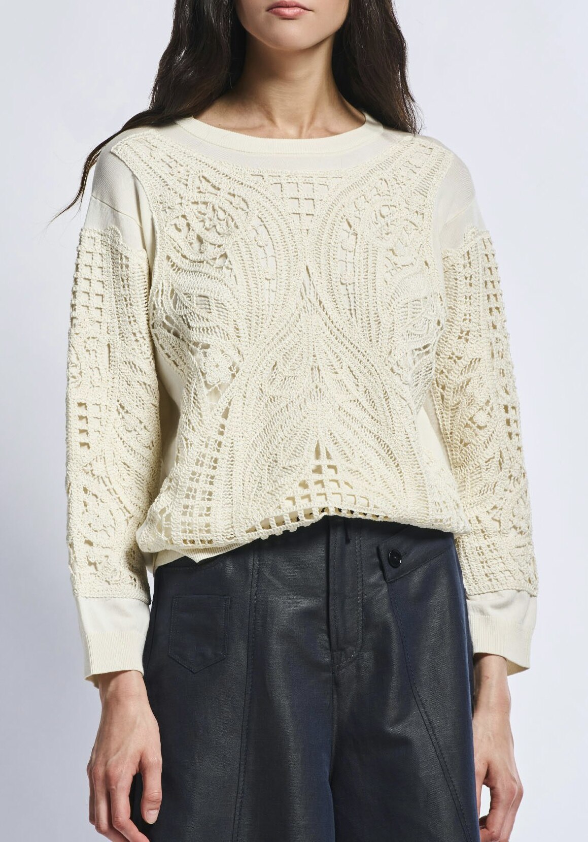 Openwork Crochet Pullover