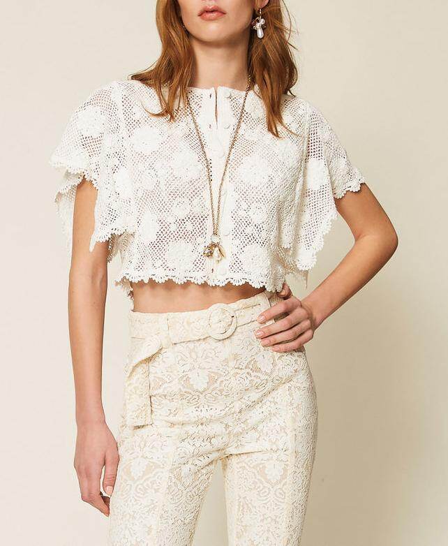 Floral Crochet Crop Top Set