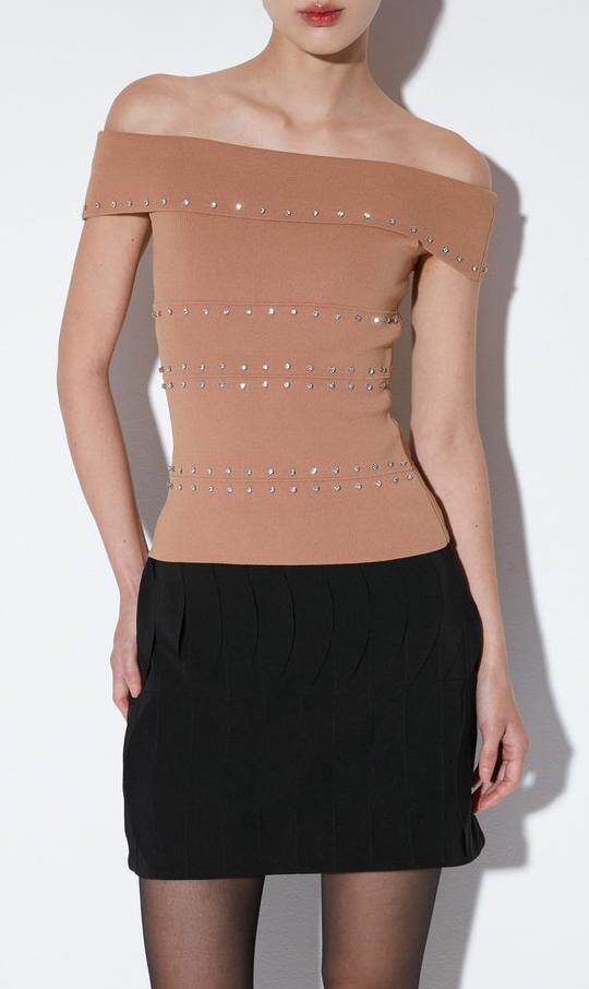 Rhinestone Off-Shoulder Top
