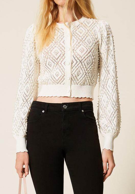 Beaded Cropped Cardigan