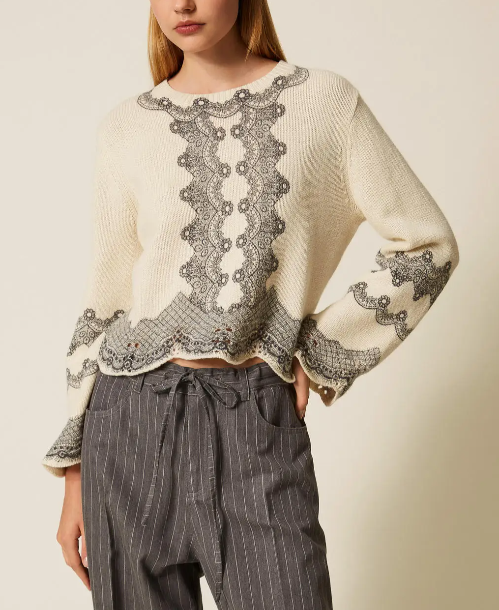 Lace Motif Knit Sweater