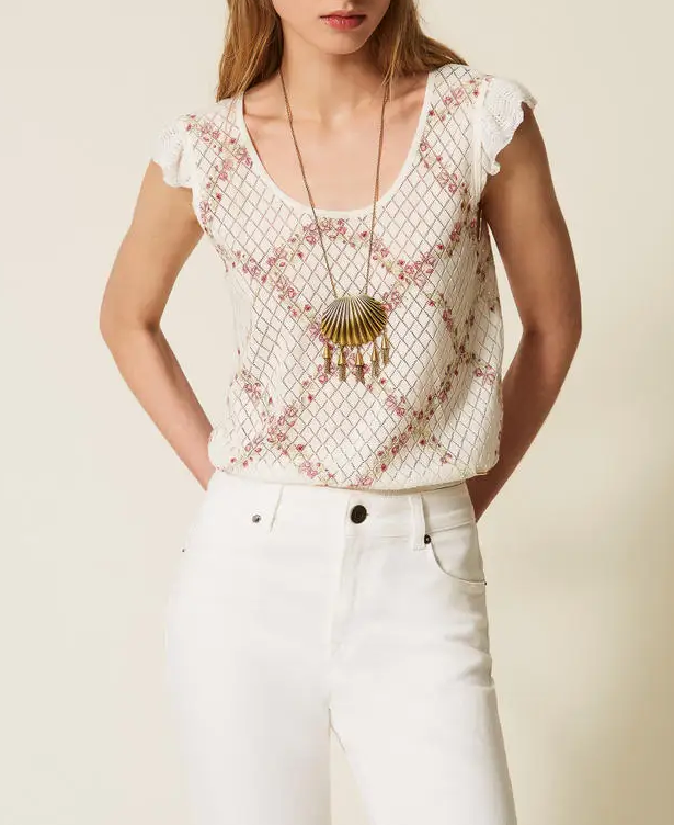 Floral Lattice Crop Top