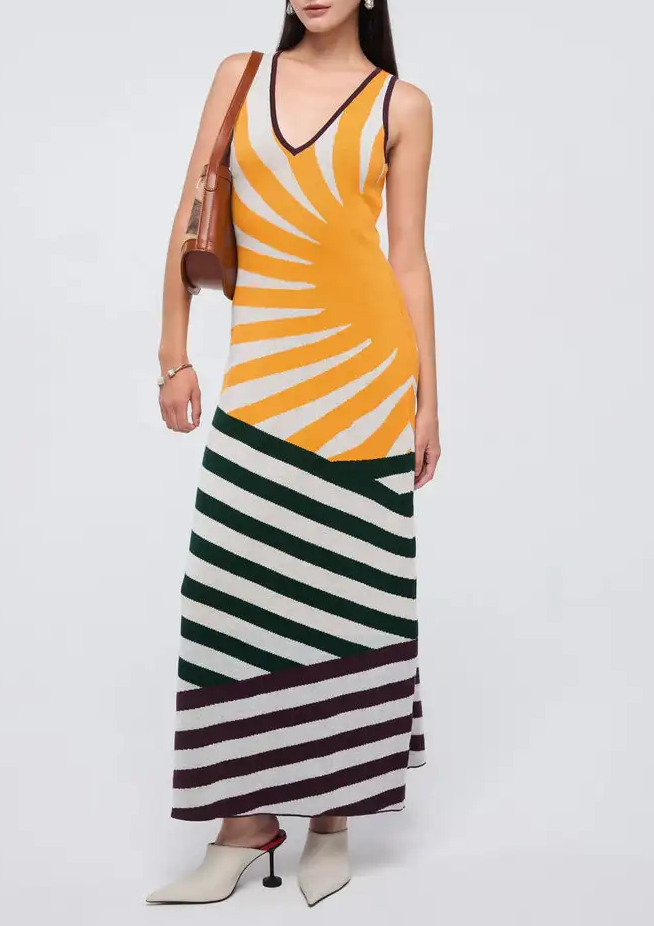 Jacquard Hanging Series - Sunburst Stripe Maxi Dress