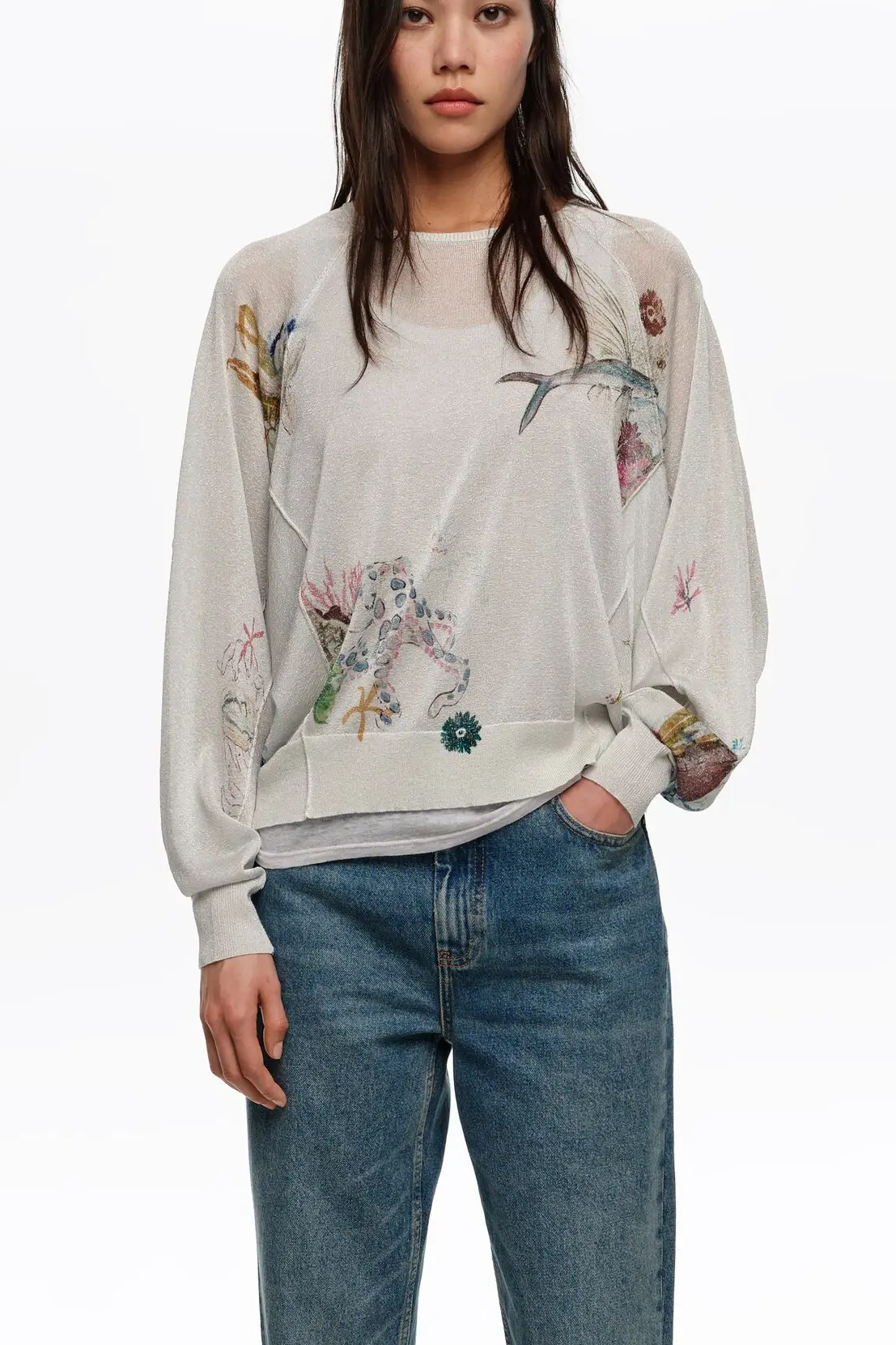 Nature Scene Embroidered Sweater