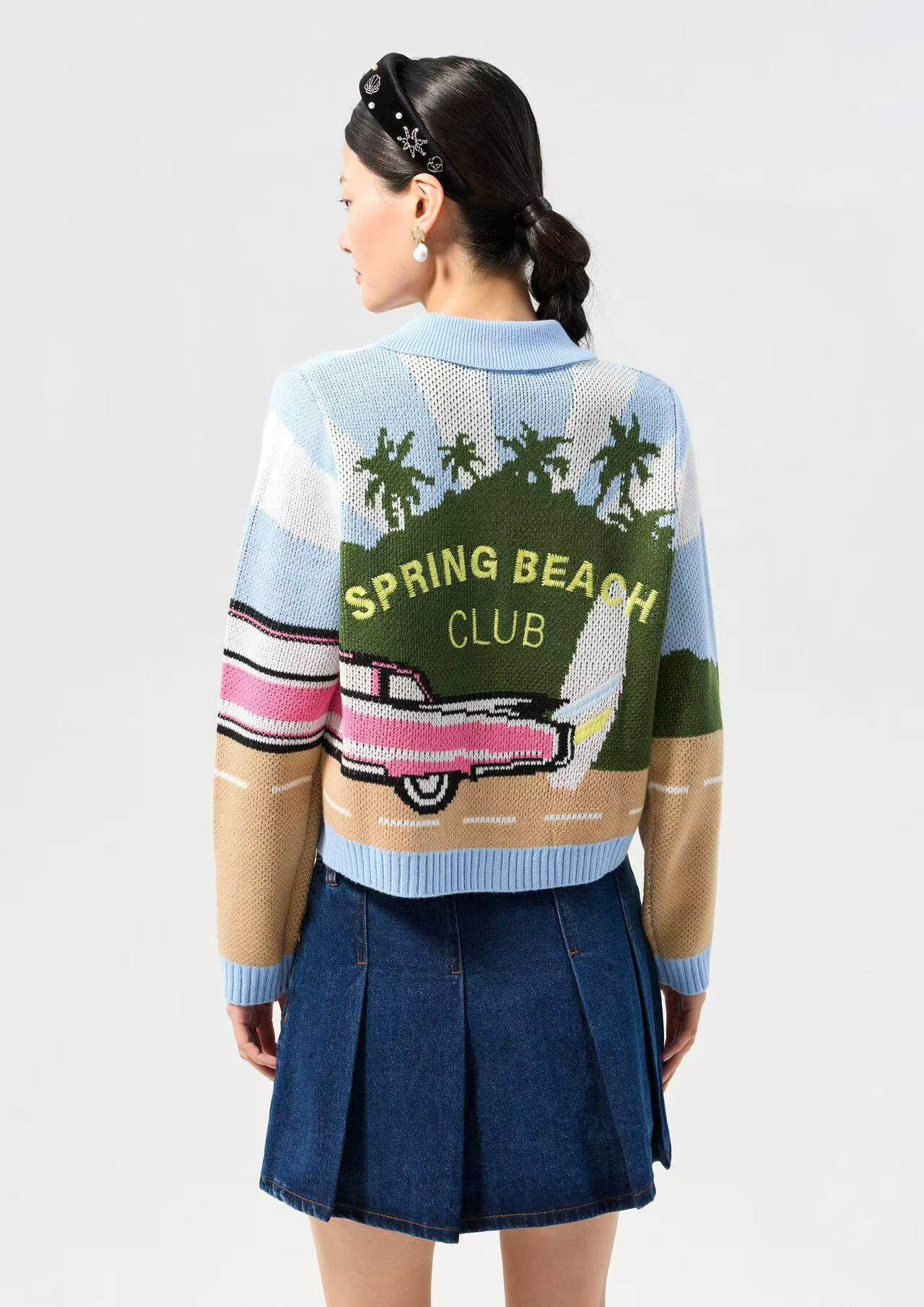 Jacquard Hanging Series - Spring Beach Club Cardigan Back