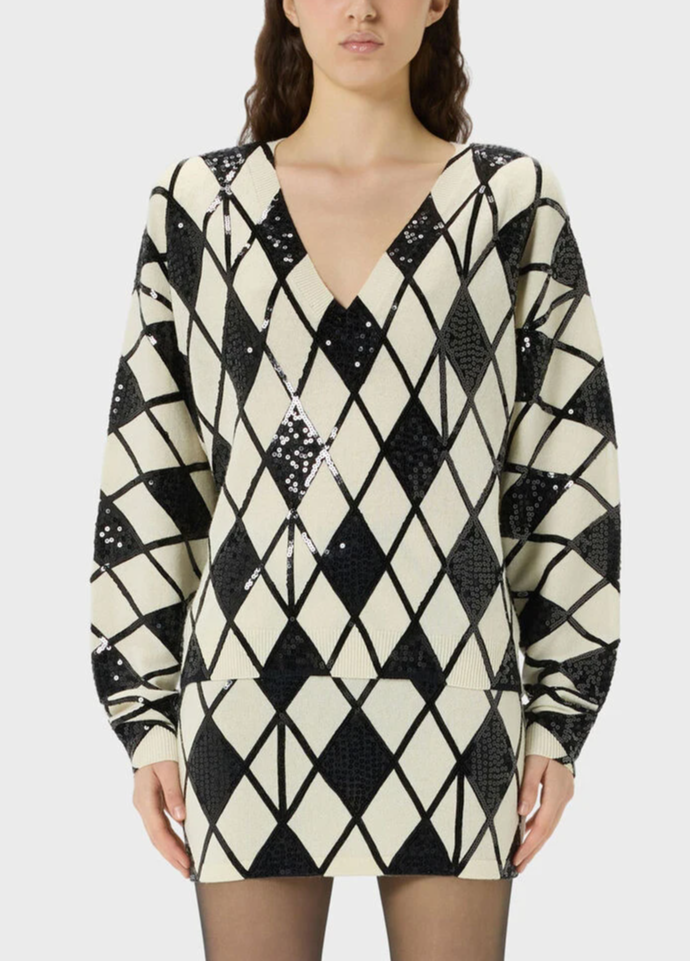 Geometric Sequin Knit Dress