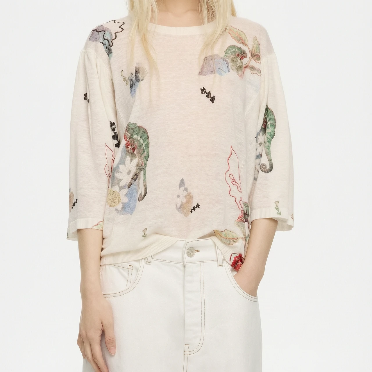 Pearl Series - Embroidered Chameleon Sweater
