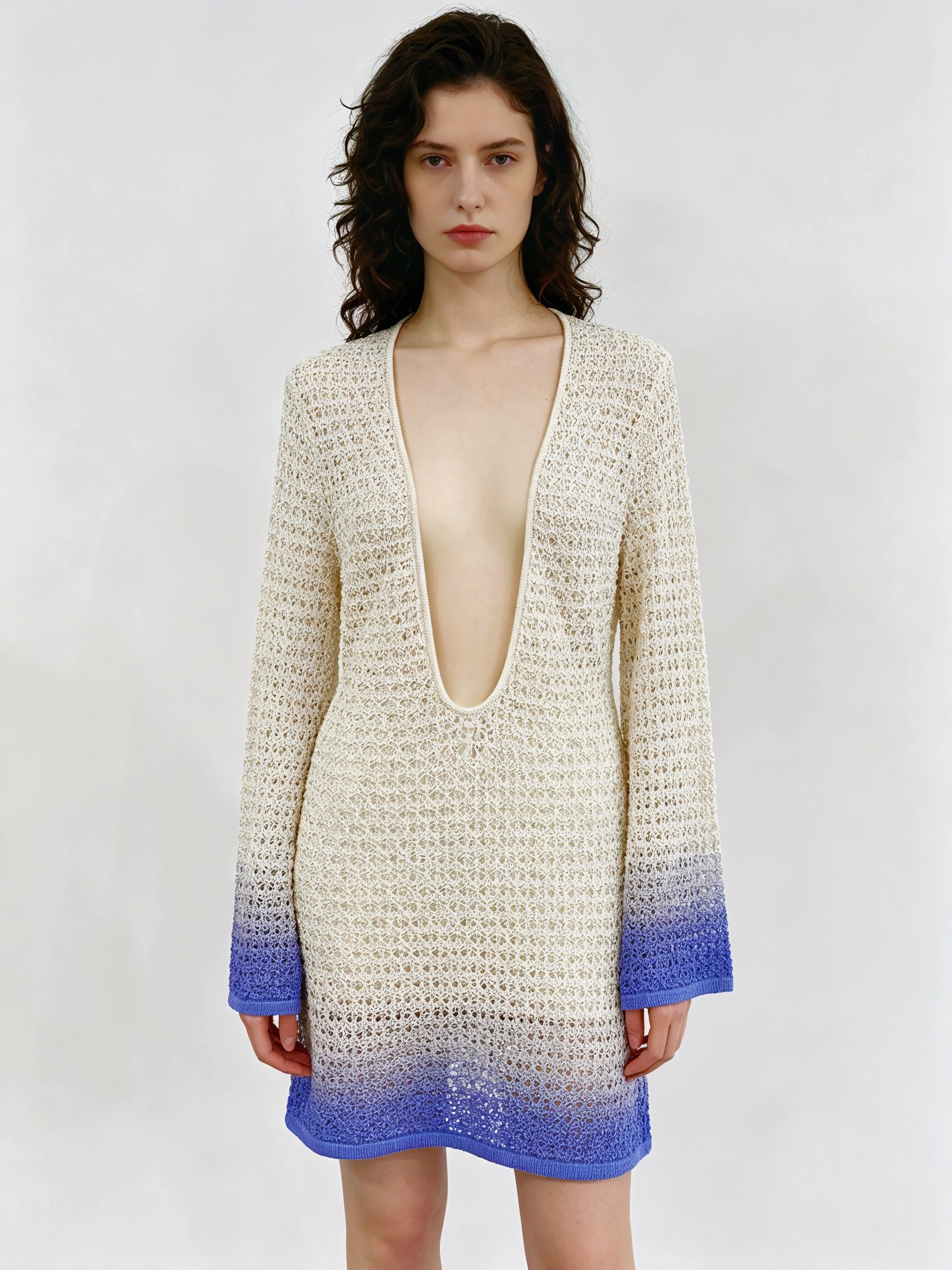 Knitted Beachwear - Blue Gradient Mini Dress thumbnail 2