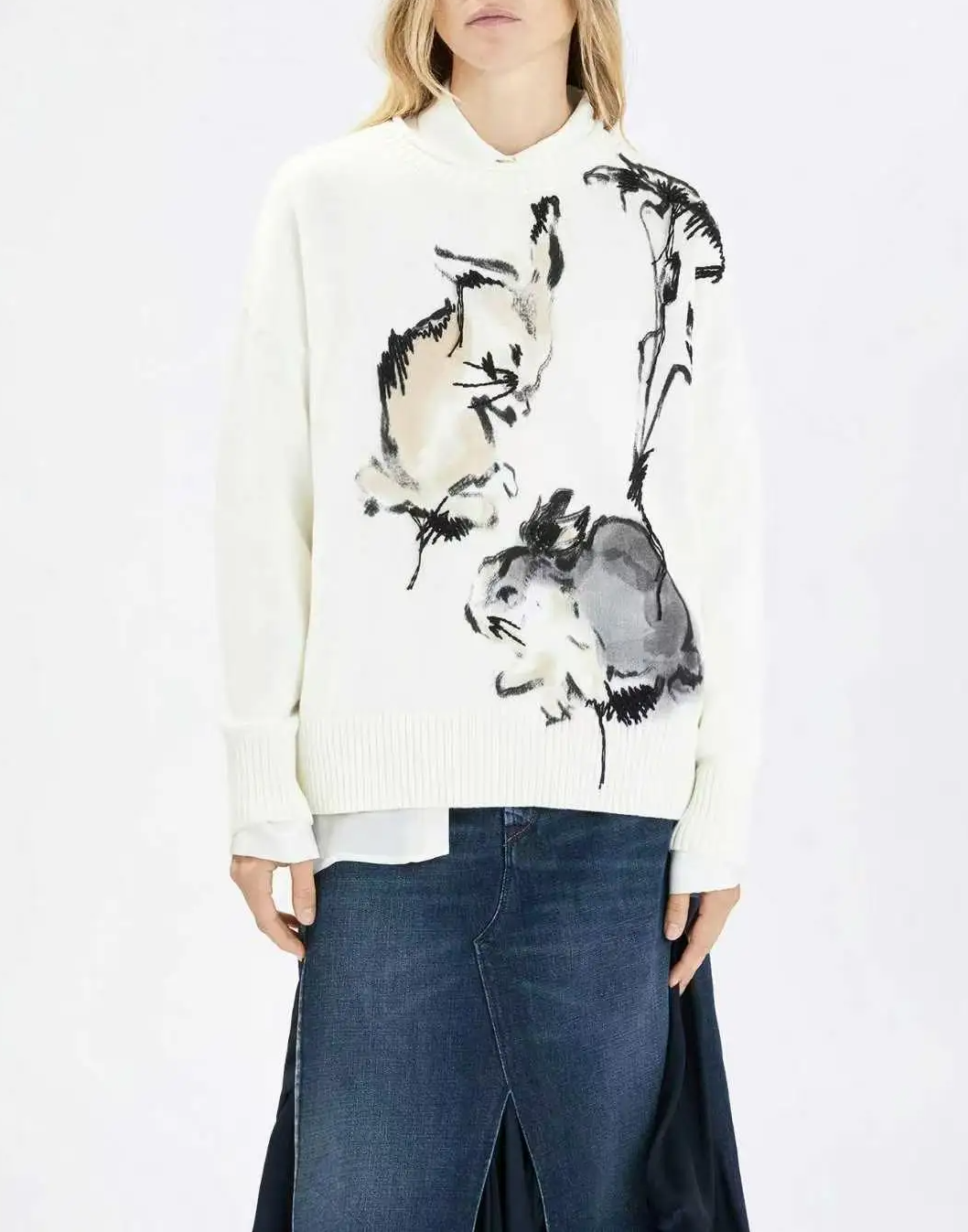Ink Wash Animal Print Sweater
