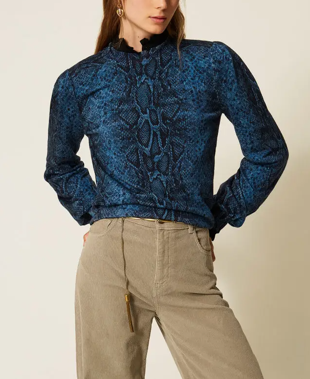 Snake Print Velvet Top