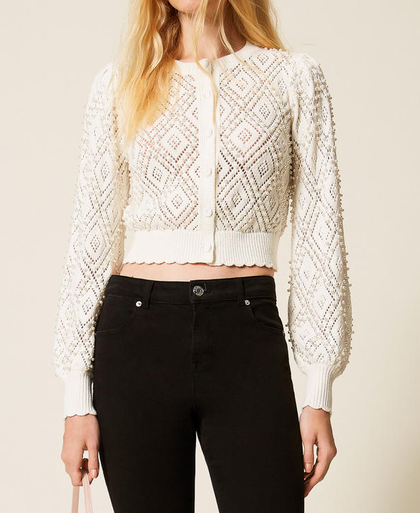 Customized Bead Series - Pearl Diamond Knit Top